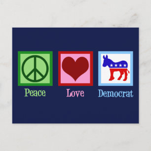 Peace Love Democraat Briefkaart