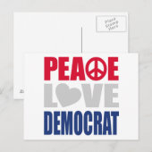 Peace Love Democraat Briefkaart (Voorkant / Achterkant)