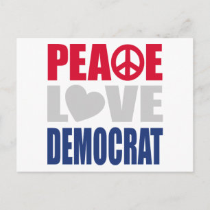 Peace Love Democraat Briefkaart