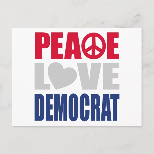 Peace Love Democraat Briefkaart (Voorkant)
