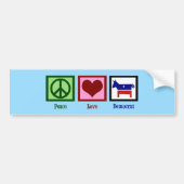 Peace Love Democraat Bumpersticker (Voorkant)