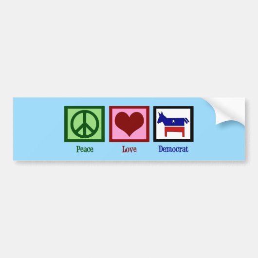 Peace Love Democraat Bumpersticker (Voorkant)