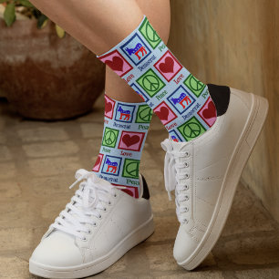 Peace Love Democraat Cute Blue Political Sokken