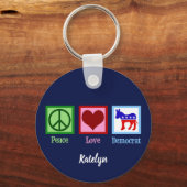 Peace Love Democraat Cute Custom Sleutelhanger (Voorkant)