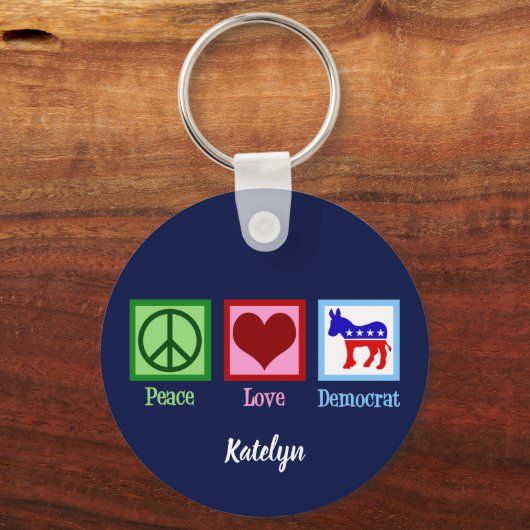 Peace Love Democraat Cute Custom Sleutelhanger (Voorkant)
