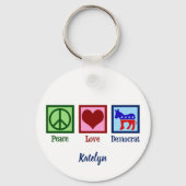 Peace Love Democraat Cute Personalized Political Sleutelhanger (Voorkant)