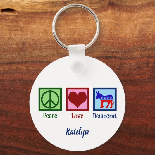 Peace Love Democraat Cute Personalized Political Sleutelhanger (Achterkant)