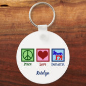 Peace Love Democraat Cute Personalized Political Sleutelhanger (Voorkant)