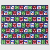 Peace Love Democraat Donkey Kerstmis Cadeaupapier (Vlak)