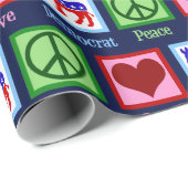 Peace Love Democraat Donkey Kerstmis Cadeaupapier (Rol Hoek)