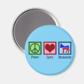 Peace Love Democraat Donkey Schattige Blue Magneet (Voorkant / Achterkant)