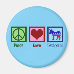 Peace Love Democraat Donkey Schattige Blue Magneet