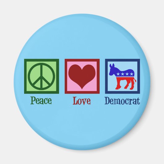 Peace Love Democraat Donkey Schattige Blue Magneet (Voorkant)