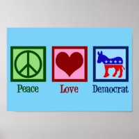 Peace Love Democraat Donkey Schattige Blue