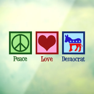 Peace Love Democraat Donkey Schattige Blue Raamsticker