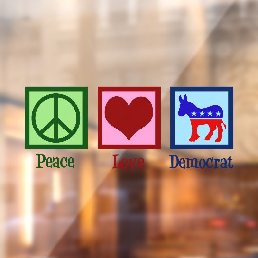 Peace Love Democraat Donkey Schattige Blue Raamsticker (Vel 2)