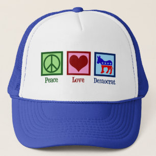 Peace Love Democraat Donkey Schattige Blue Trucker Pet