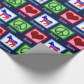 Peace Love Democraat Donkey Schattige Cadeaupapier (Hoek)