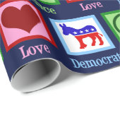 Peace Love Democraat Donkey Schattige Cadeaupapier (Rol Hoek)