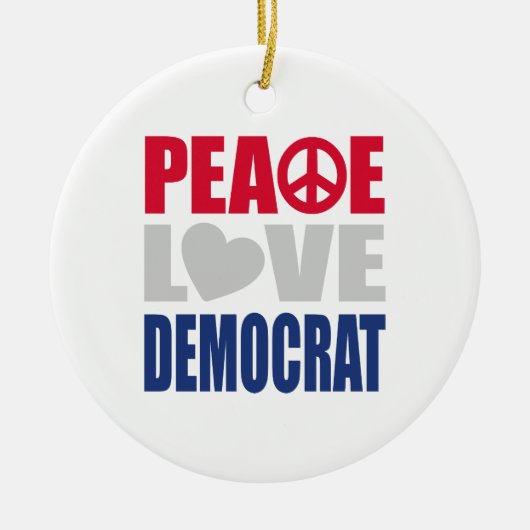 Peace Love Democraat Keramisch Ornament (Voorkant)