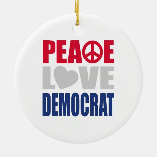 Peace Love Democraat Keramisch Ornament (Achterkant)