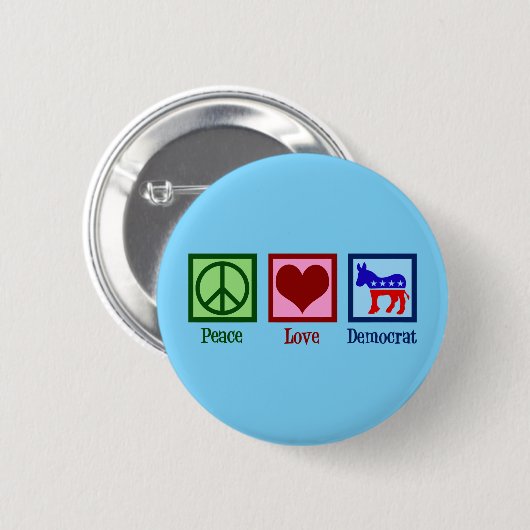 Peace Love Democraat Ronde Button 5,7 Cm (Voorkant /achterkant)
