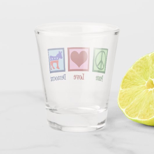 Peace Love Democraat Shot Glas (Achterkant)