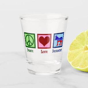 Peace Love Democraat Shot Glas