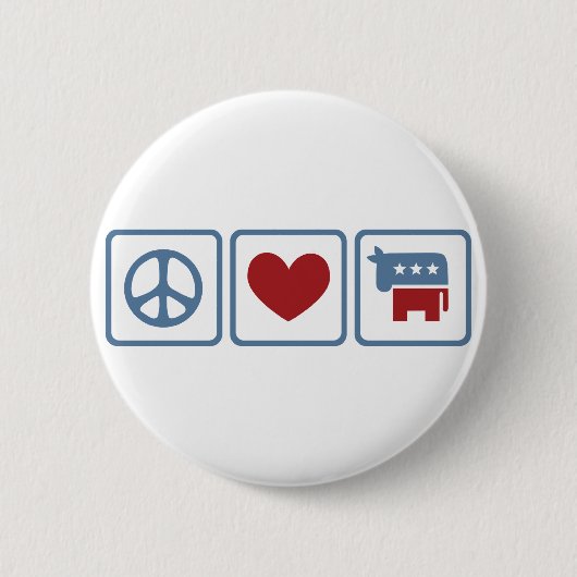 Peace Love Democraten Ronde Button 5,7 Cm (Voorkant)