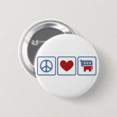 Peace Love Democraten Ronde Button 5,7 Cm (Voorkant /achterkant)