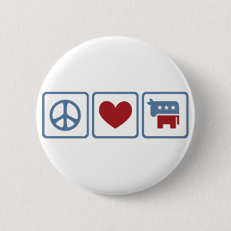 Peace Love Democraten Ronde Button 5,7 Cm