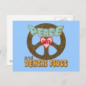 Peace Love Dental Floss  Briefkaart (Voorkant / Achterkant)