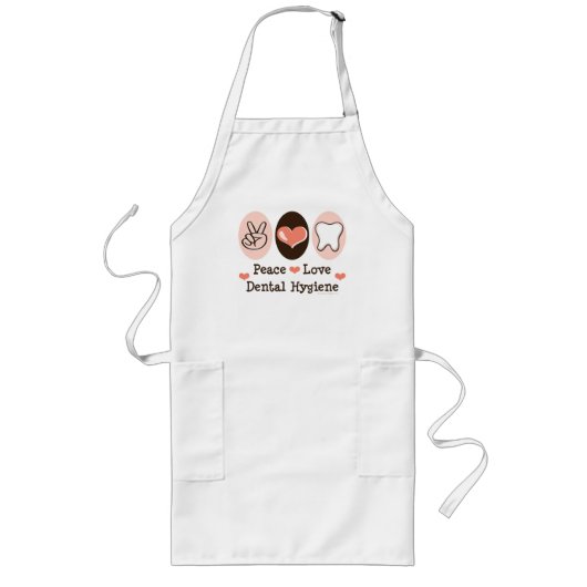 Peace Love Dental Hygiene Apron Lang Schort (Voorkant)