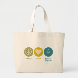 Peace Love Dental Hygiene Grote Tote Bag