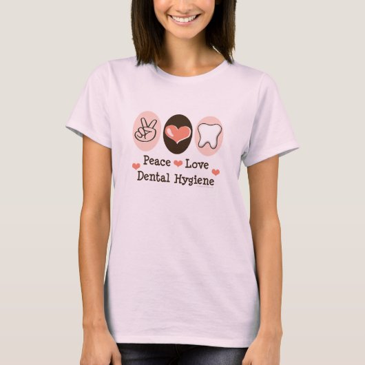 Peace Love Dental Hygiene Organic Tee Shirt (Voorkant)