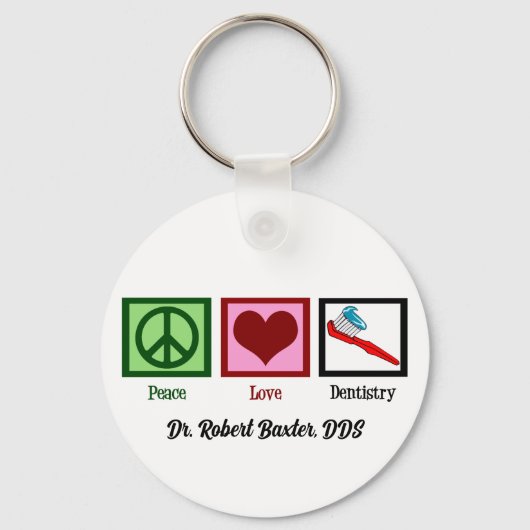 Peace Love Dentistry Cute Dentist Sleutelhanger (Voorkant)