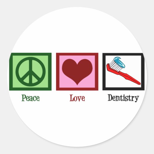 Peace Love Dentistry Ronde Sticker (Voorkant)