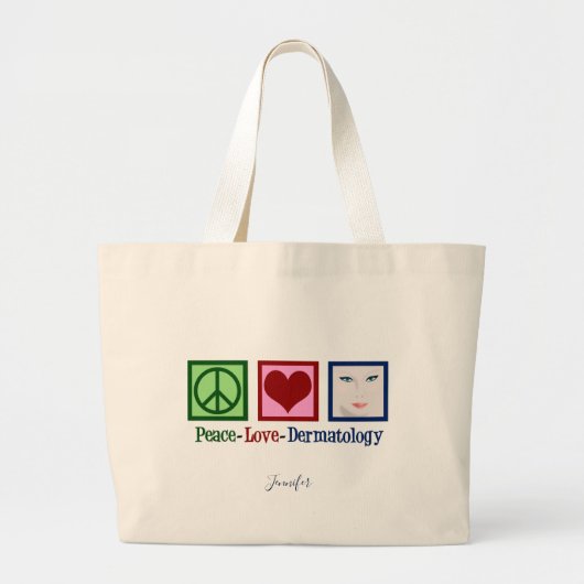 Peace Love Dermatology Grote Tote Bag (Voorkant)
