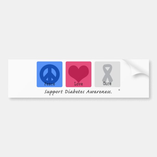 Peace Love Diabetes Bumpersticker (Voorkant)
