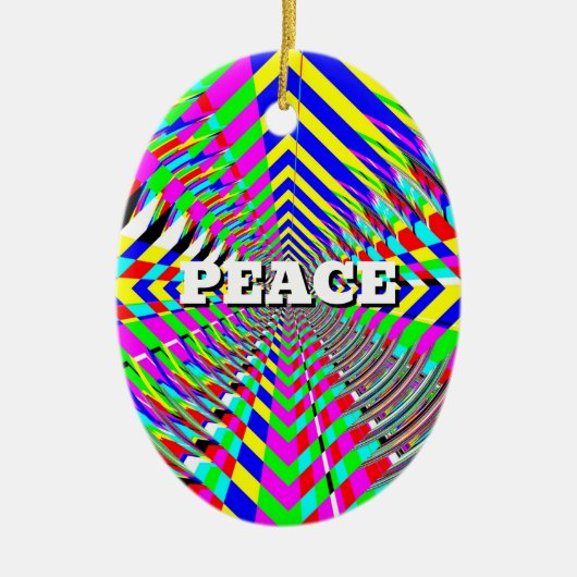 PEACE LOVE Diamantkunst Keramisch Ornament (Voorkant)
