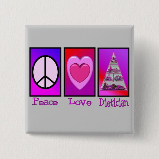 Peace Love-diëticien Vierkante Button 5,1 Cm (Voorkant)