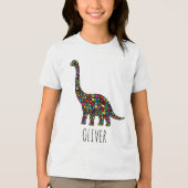 Peace & Love Dinosaurius Silhouet Tri-Blend Shirt (Voorkant)