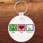 Peace Love Dinosaurs Sleutelhanger (Voorkant)