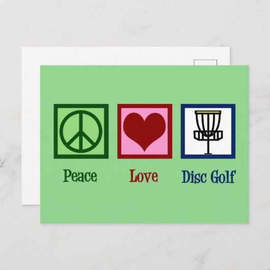 Peace Love Disk Golf Briefkaart (Voorkant / Achterkant)