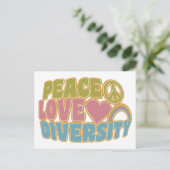 PEACE LOVE DIVERSITEIT aangepast briefkaart (Staand voorkant)