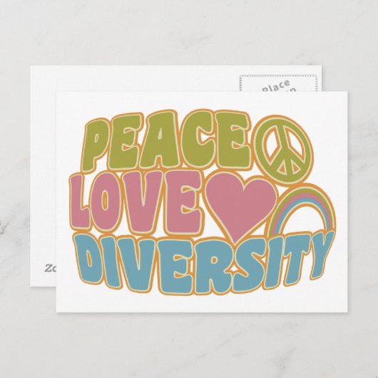 PEACE LOVE DIVERSITEIT aangepast briefkaart (Voorkant / Achterkant)