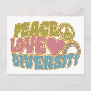 PEACE LOVE DIVERSITEIT aangepast briefkaart