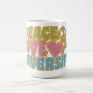 PEACE LOVE DIVERSITEIT-mok - kies stijl en kleur Koffiemok