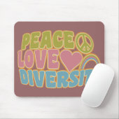 PEACE LOVE DIVERSITY mousepad Muismat (Met muis)