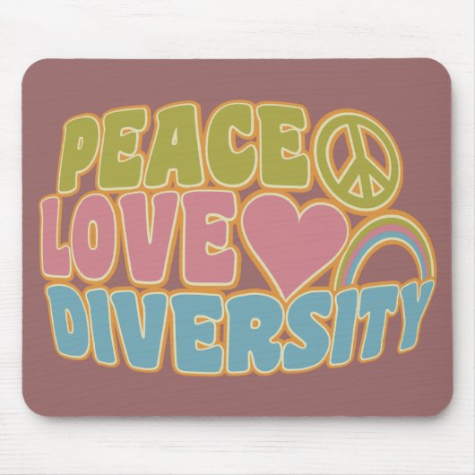 PEACE LOVE DIVERSITY mousepad Muismat (Voorkant)